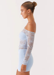 Collide Lace Mini Dress - Blue