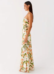 Damali Satin Maxi Dress - Floral Print