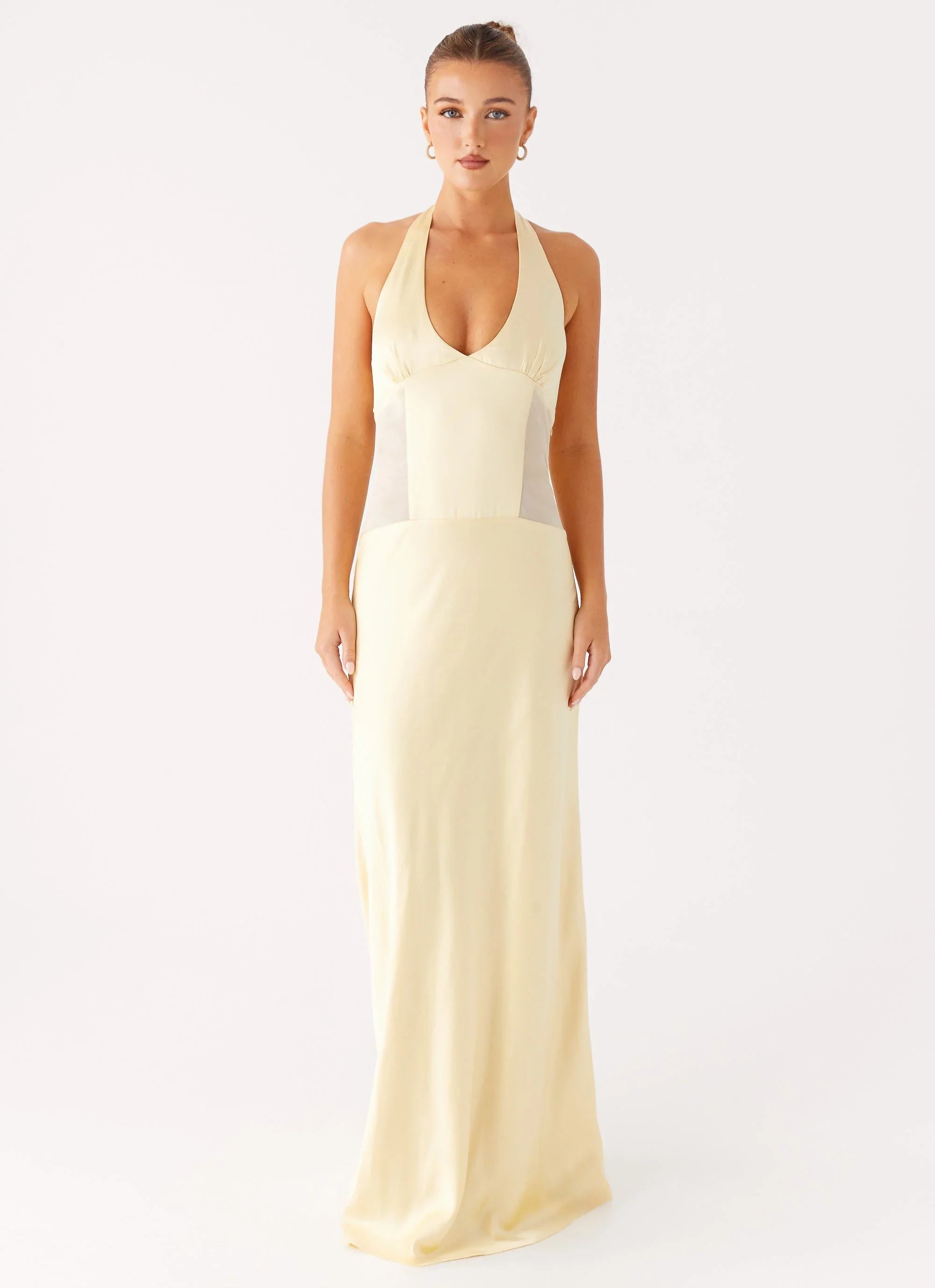 Ambre Mesh Panel Maxi Dress - Yellow