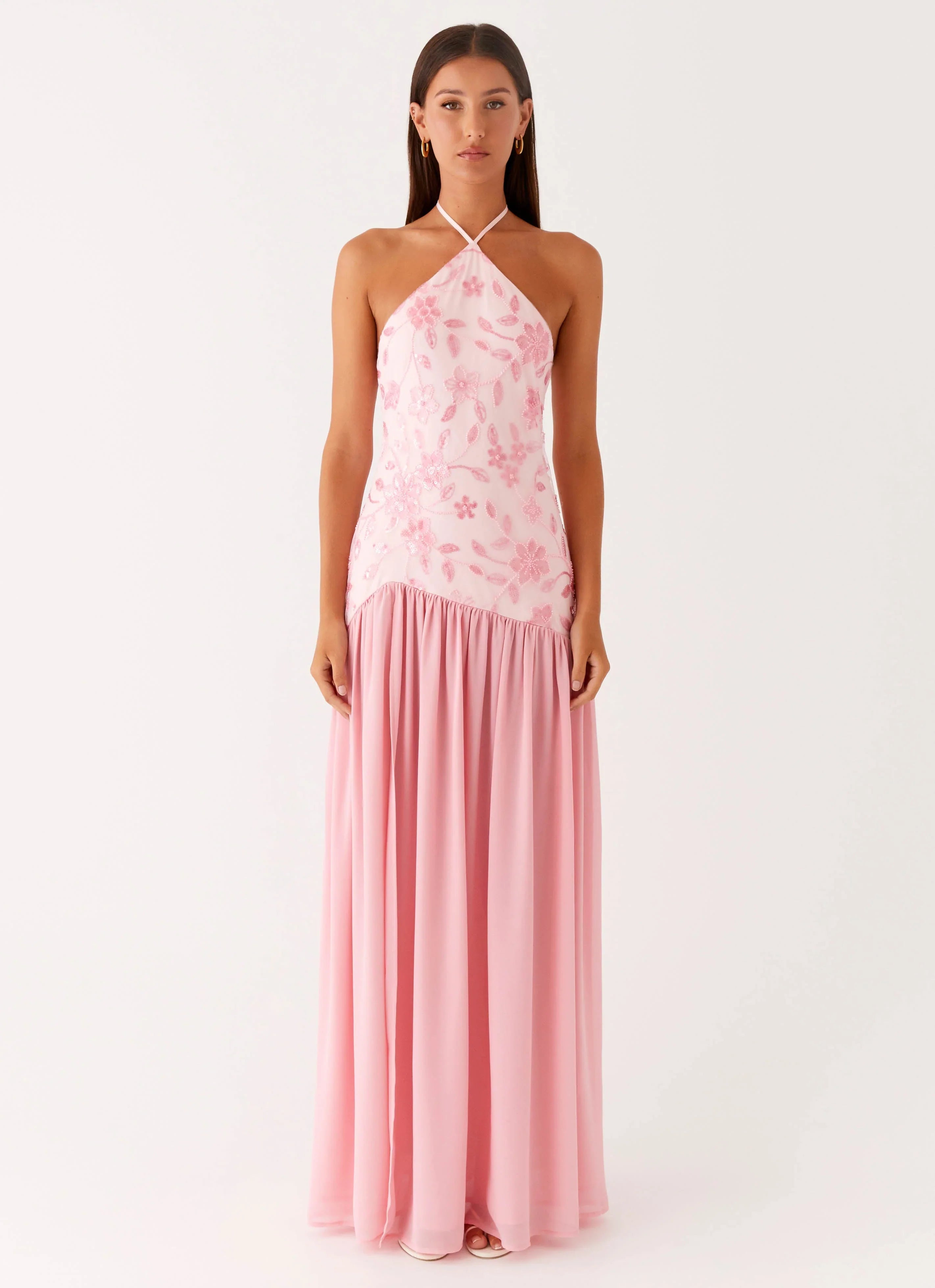 Janelle Beaded Maxi Dress - Pink