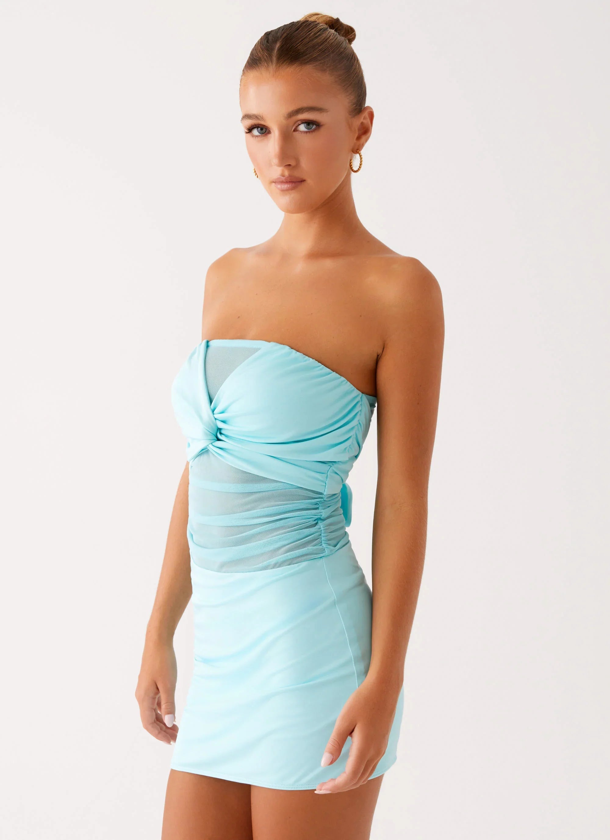 Lita Twist Mini Dress - Turquoise