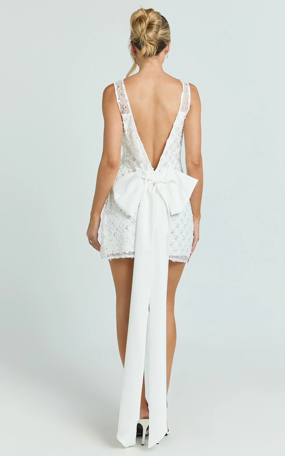Gianna Mini Dress - High Neck Shift Dress in Ivory