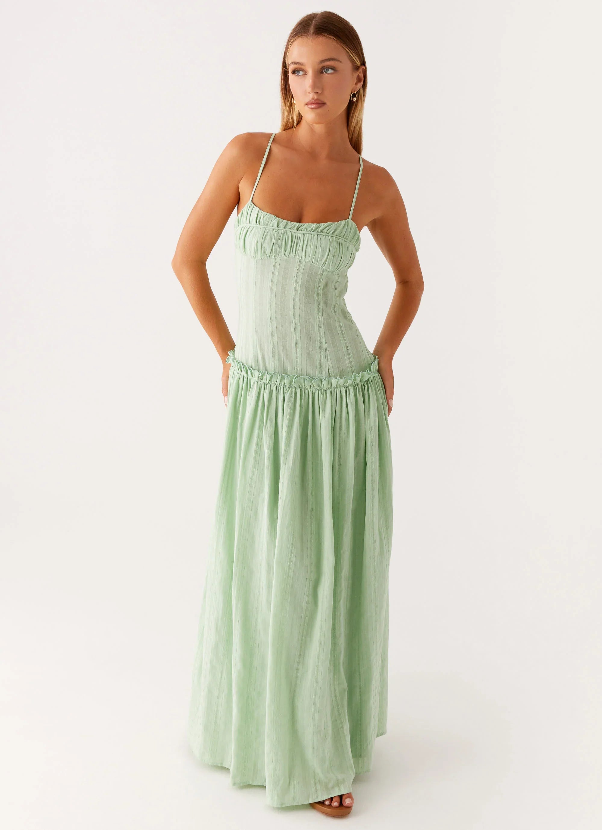 Jacinda Drop Waist Maxi Dress - Sage
