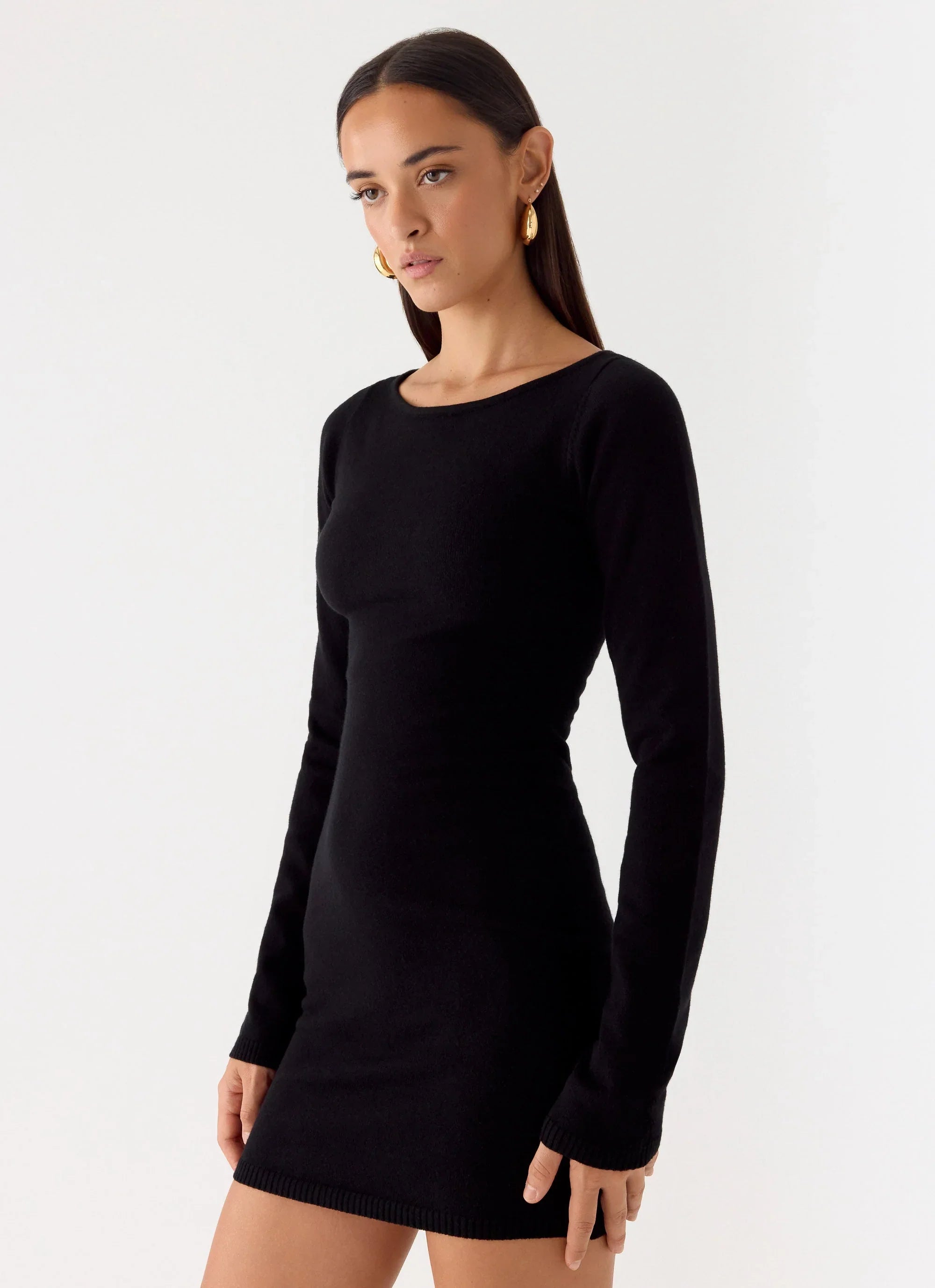 Soft Vision Knit Mini Dress - Black