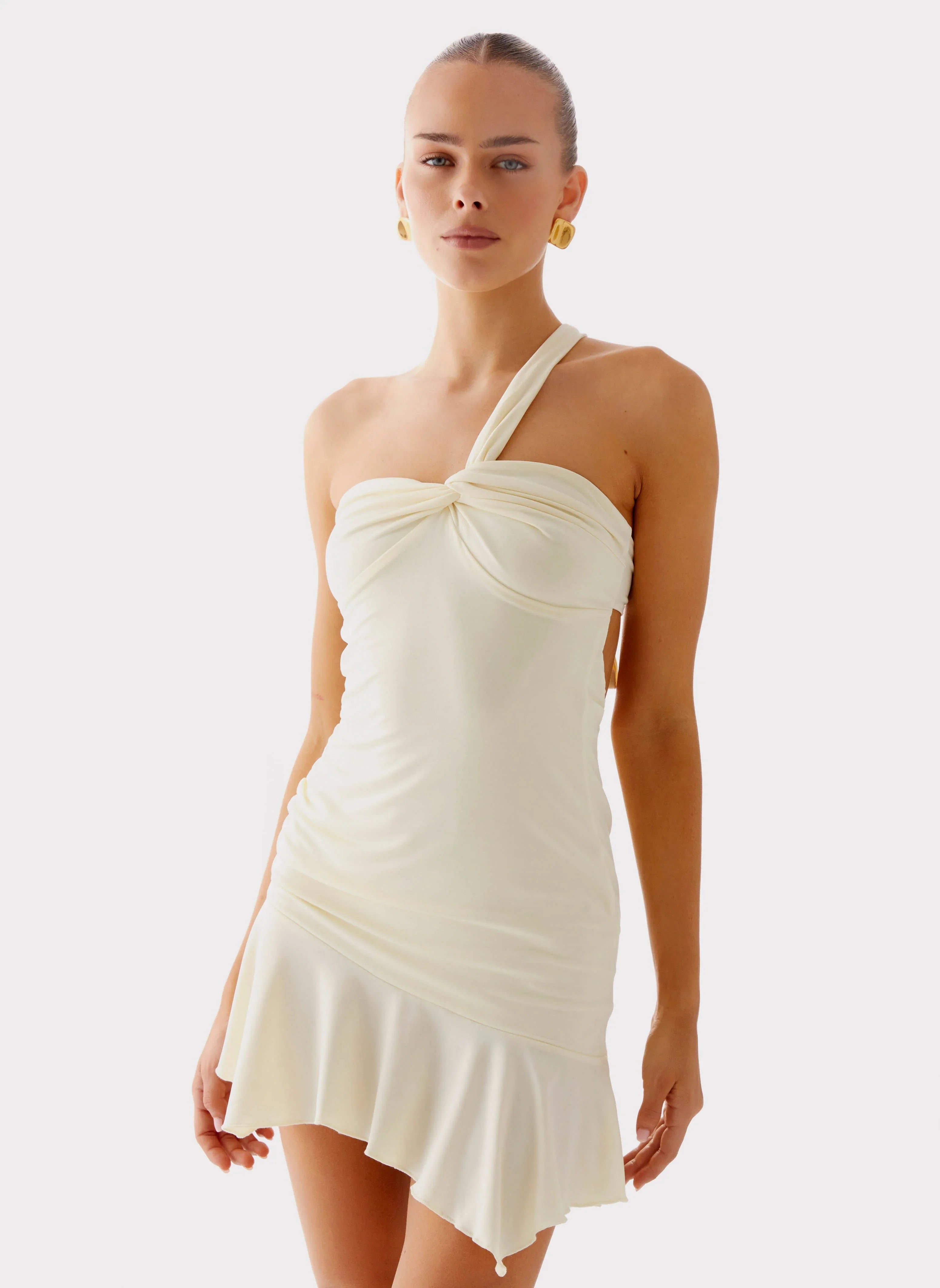 Not Your Fan Cut Out Mini Dress - Yellow