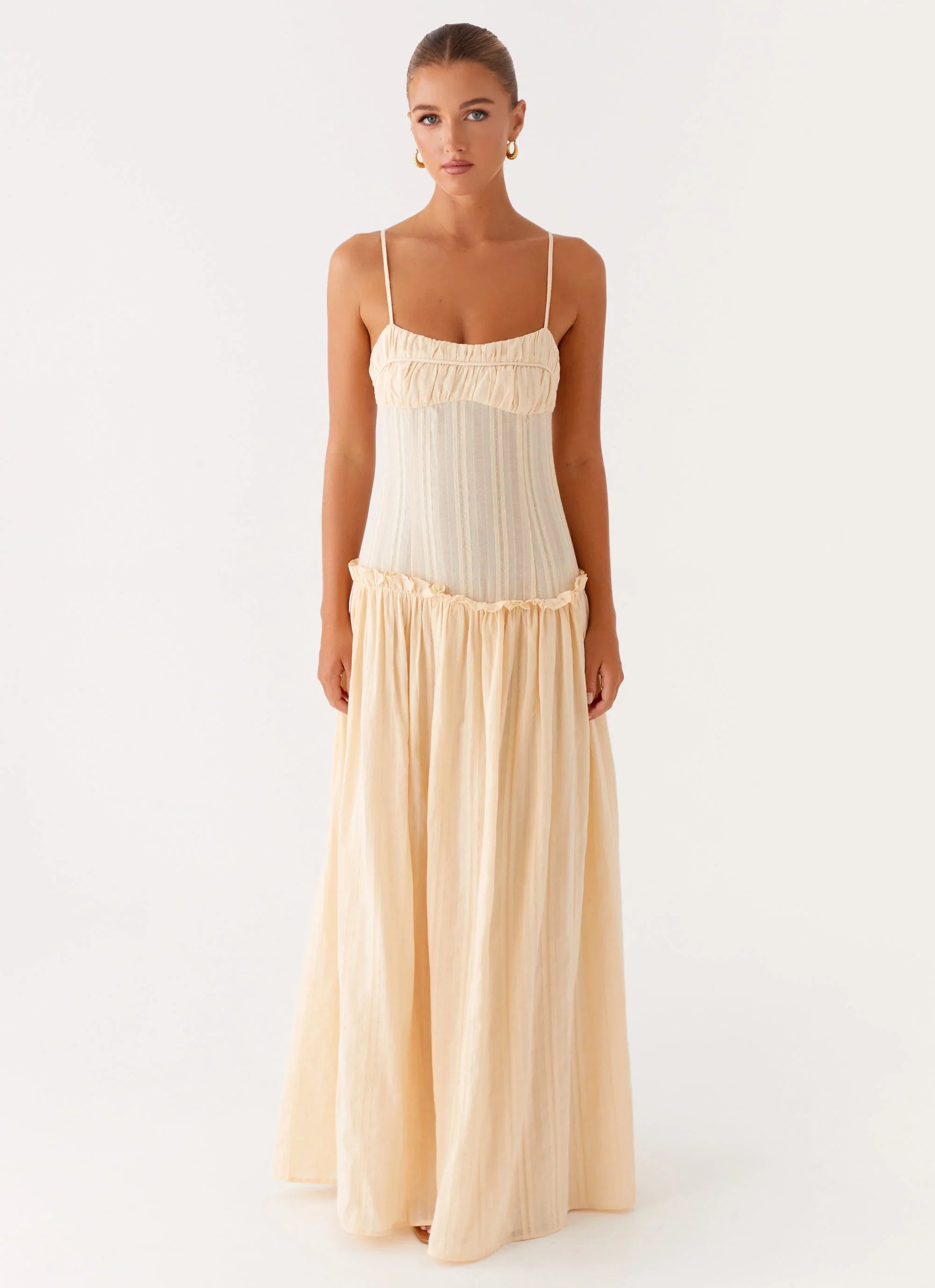 Jacinda Drop Waist Maxi Dress - Cream