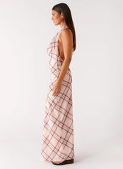 Muse Maxi Dress - Pink Check